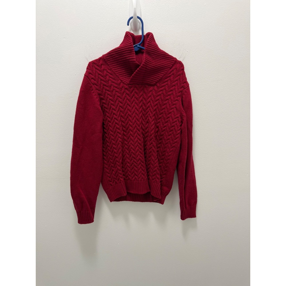 Janie and Jack Boys Red Cable Knit Shawl Collar Sweater Size 7
